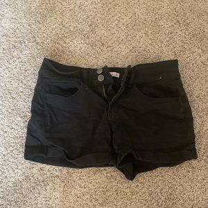 Black High Waisted 2 Button Shorts